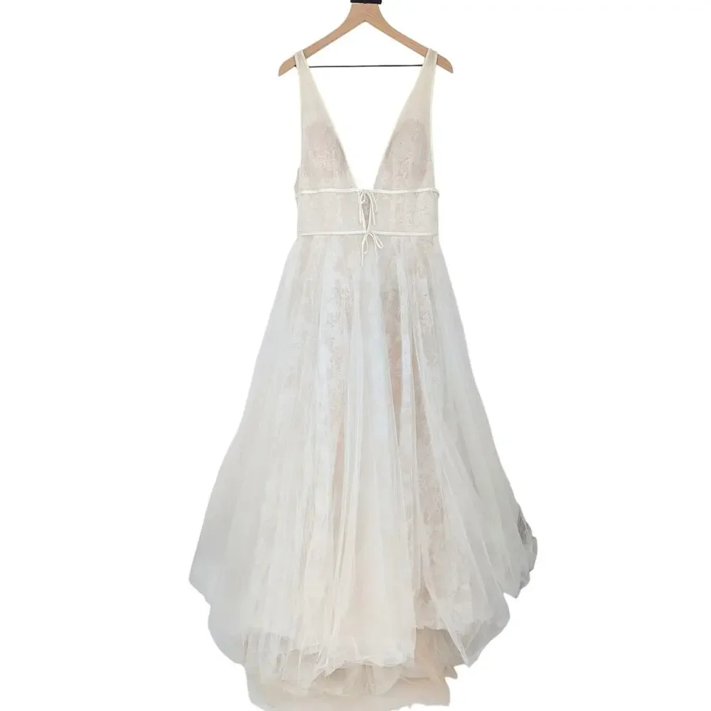 Willowby by Watters Dahlia Lace Wedding Dress Deep V Tulle Skirt Gown 15